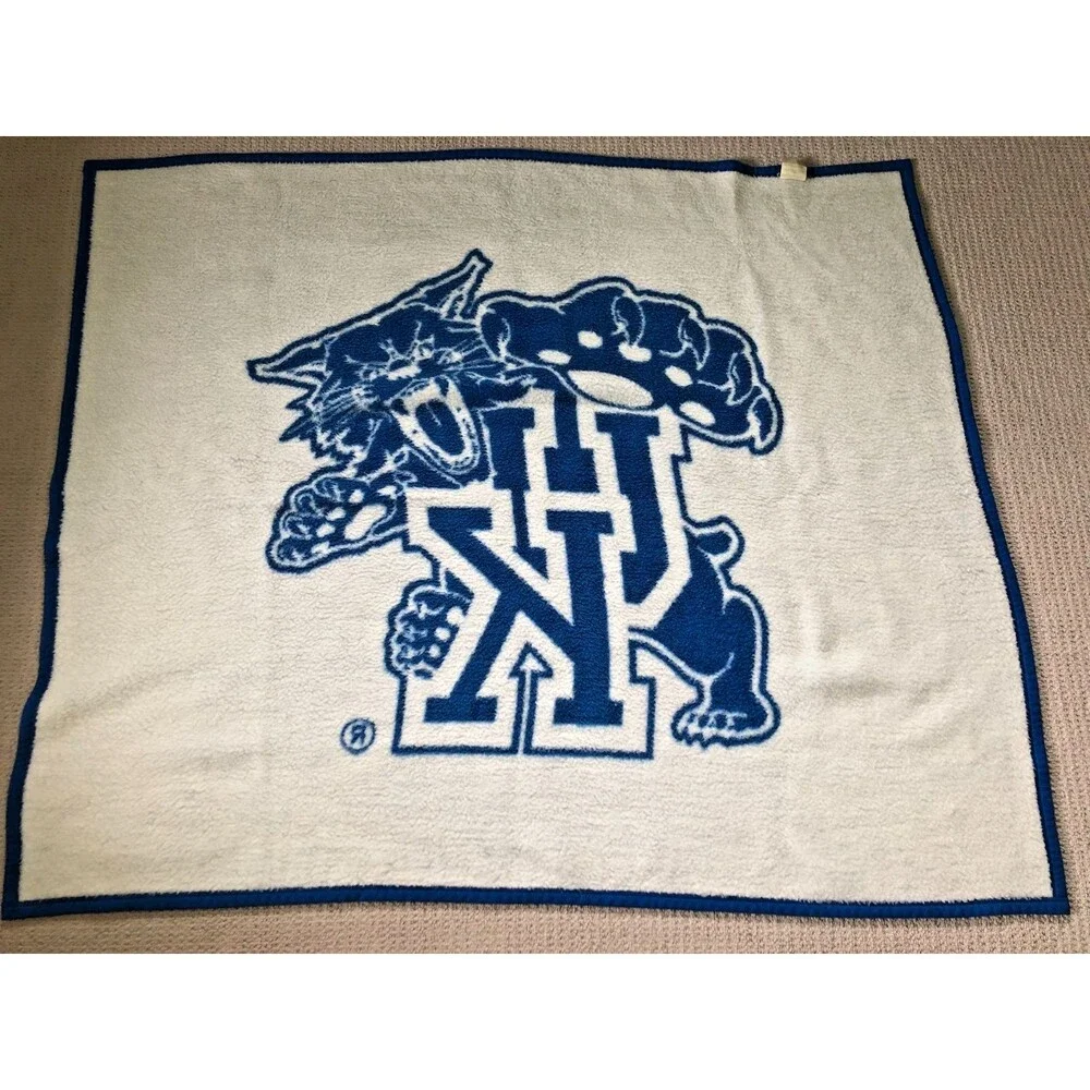 Kentucky Wildcats Biederlack Acrylic Throw Blanket Blue White 56x50